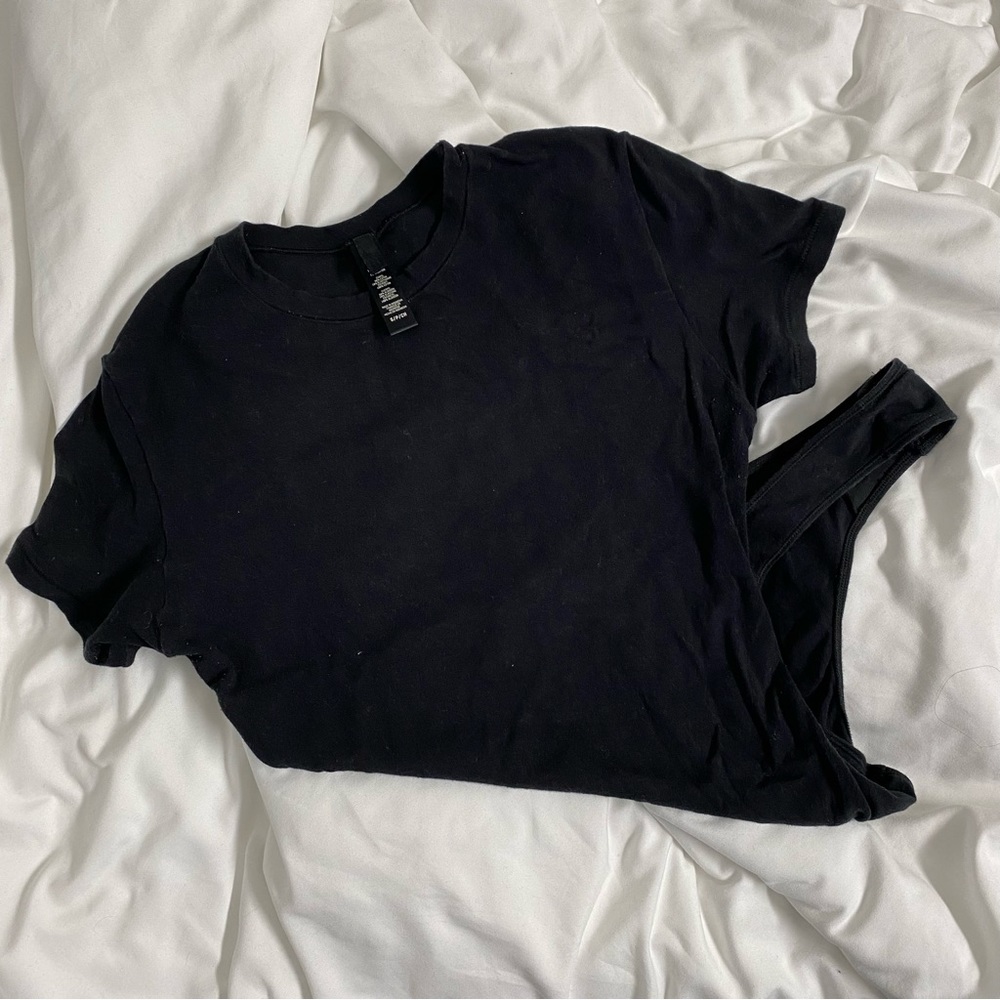 Skims Cotton Jersey Bodysuit (BLACK)